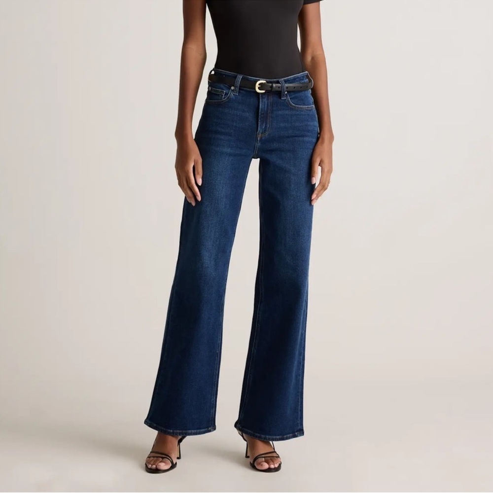 Quince Indigo Wide-Leg High-Rise Jeans